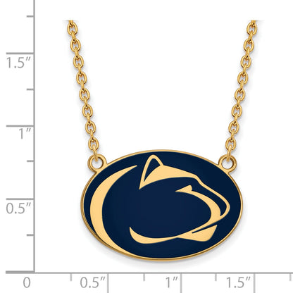 Gold Plated Sterling Silver Logoart Penn State University Lion Large Enameled Pendant 18 Inch Necklace