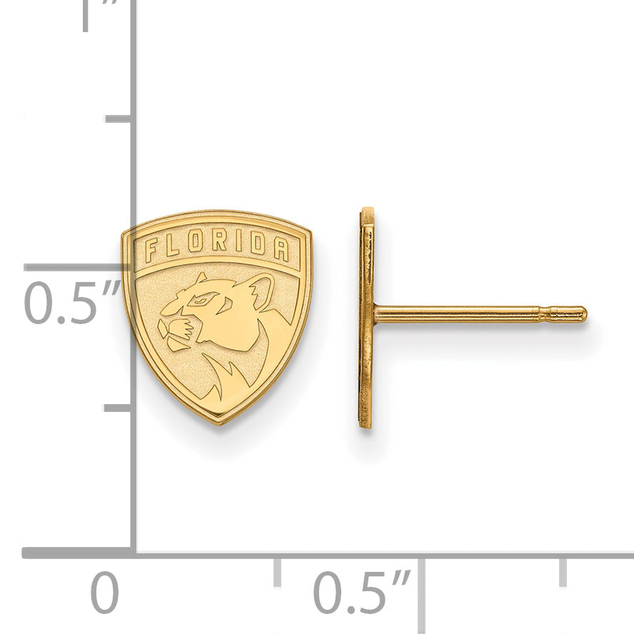 Gold Plated Sterling Silver Nhl Logoart Florida Panthers Extra Small Post Earrings