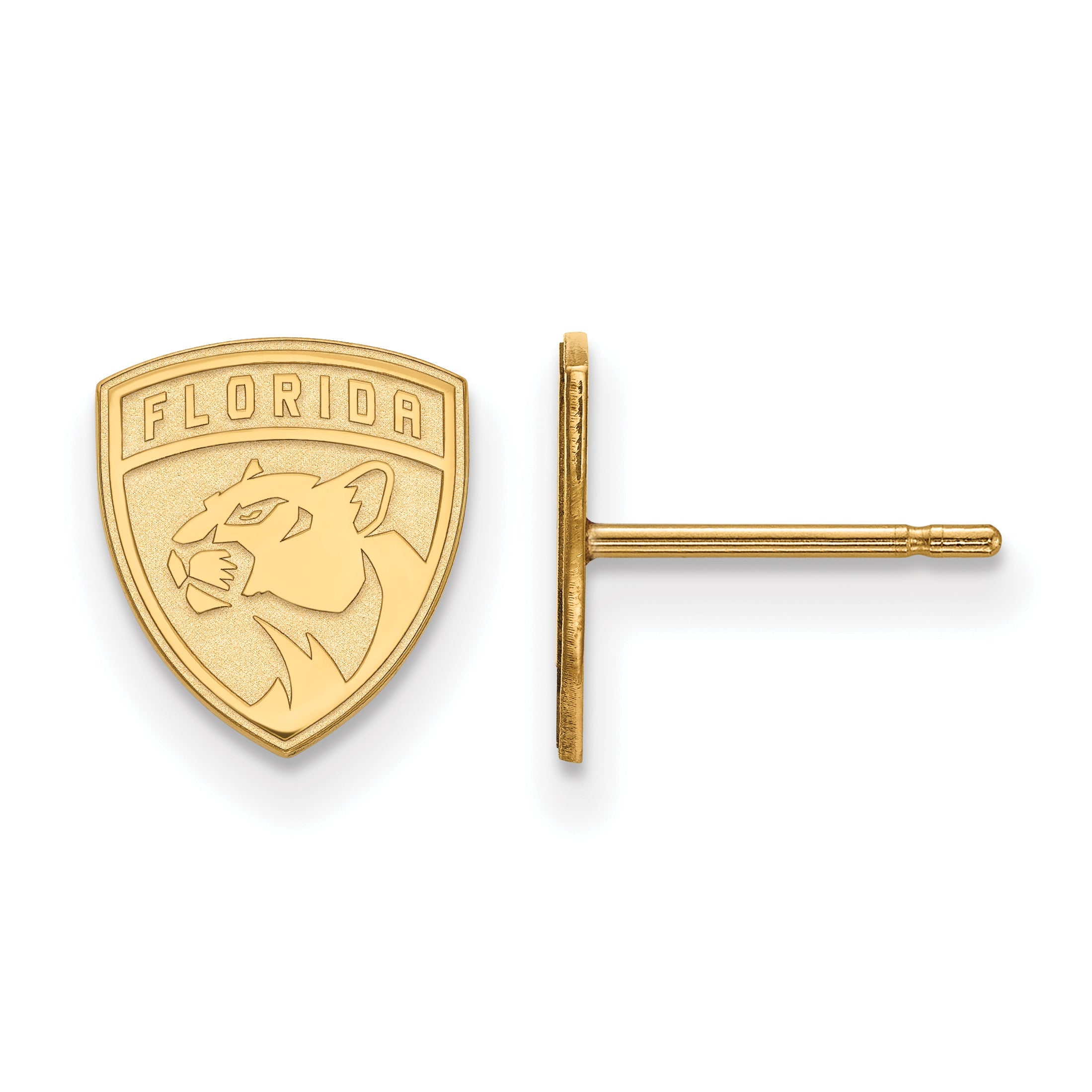 Gold Plated Sterling Silver Nhl Logoart Florida Panthers Extra Small Post Earrings