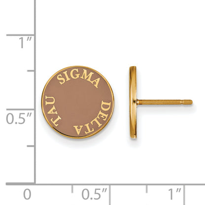 Gold Plated Sterling Silver Logoart Sigma Delta Tau Sorority Text Color Enamel Post Earrings