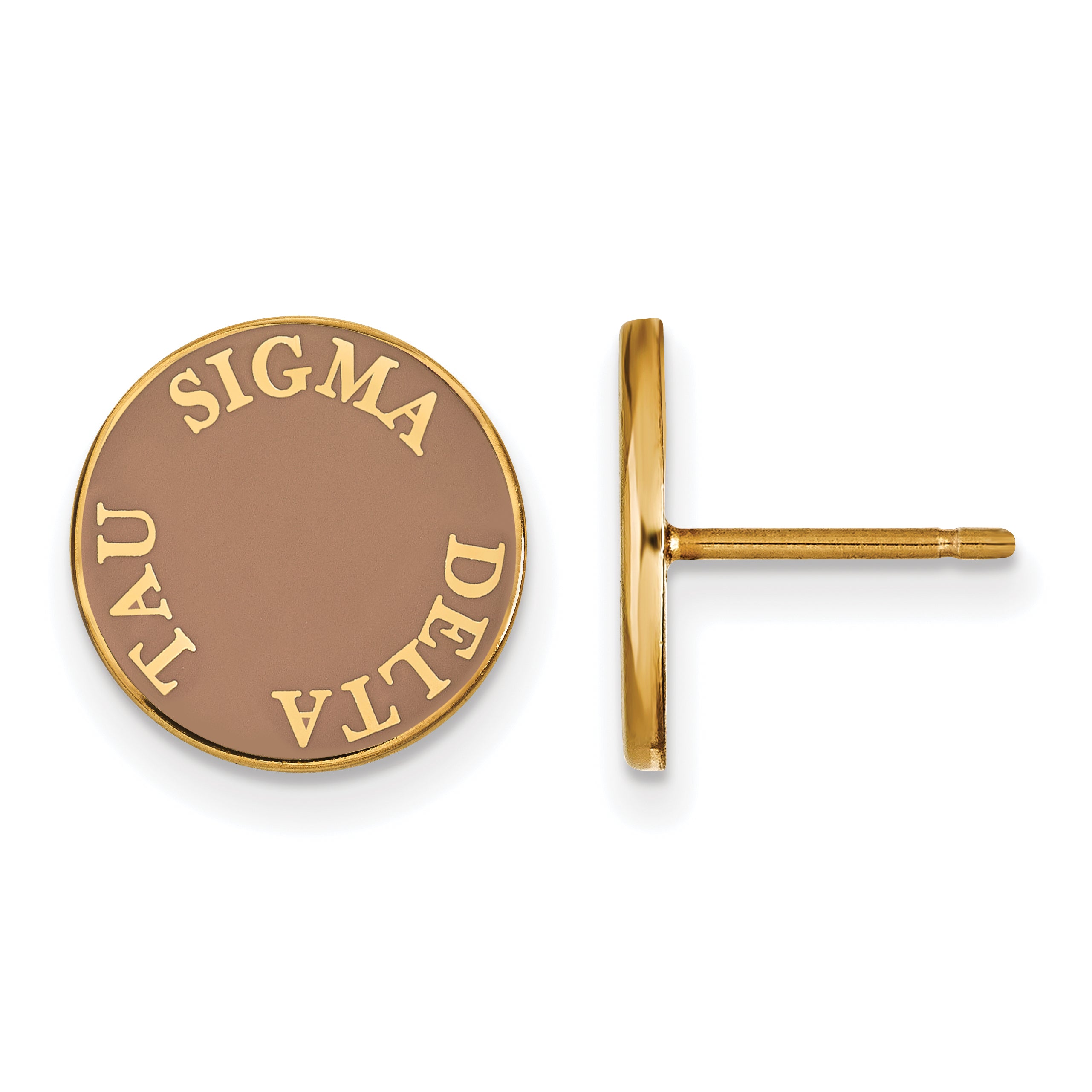 Gold Plated Sterling Silver Logoart Sigma Delta Tau Sorority Text Color Enamel Post Earrings