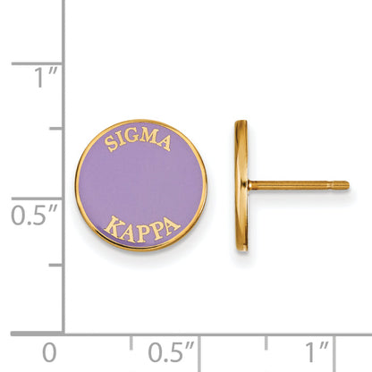 Gold Plated Sterling Silver Logoart Sigma Kappa Sorority Text Color Enamel Post Earrings