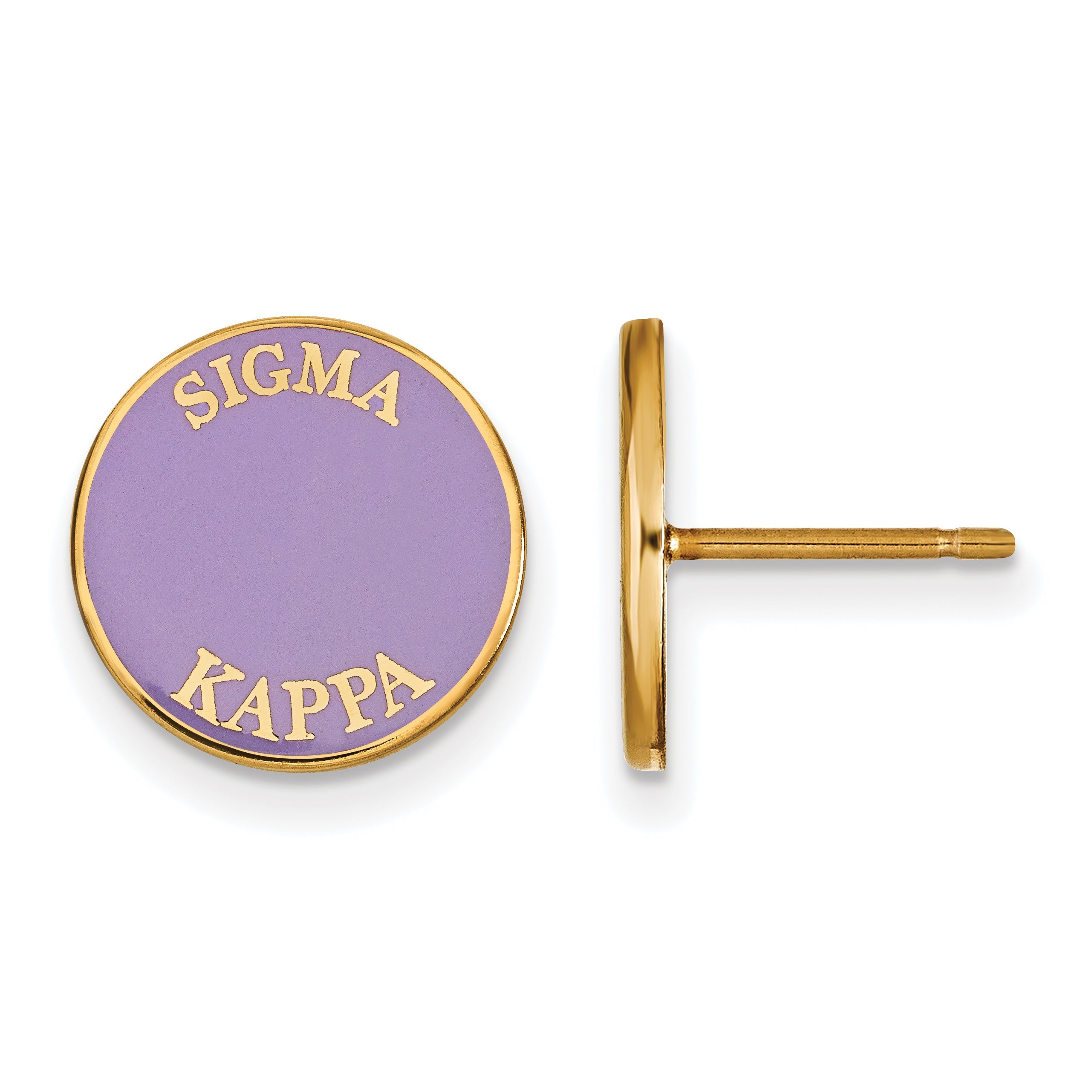 Gold Plated Sterling Silver Logoart Sigma Kappa Sorority Text Color Enamel Post Earrings