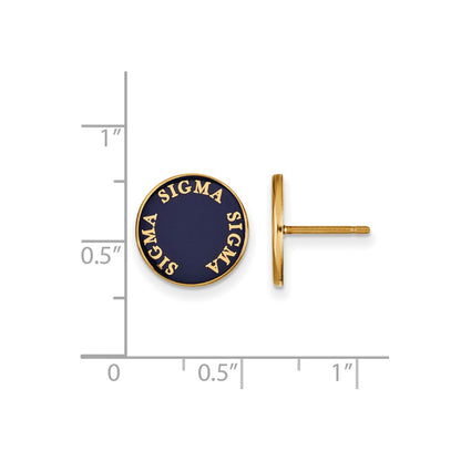 Gold Plated Sterling Silver Logoart Sigma Sorority Text Color Enamel Post Earrings