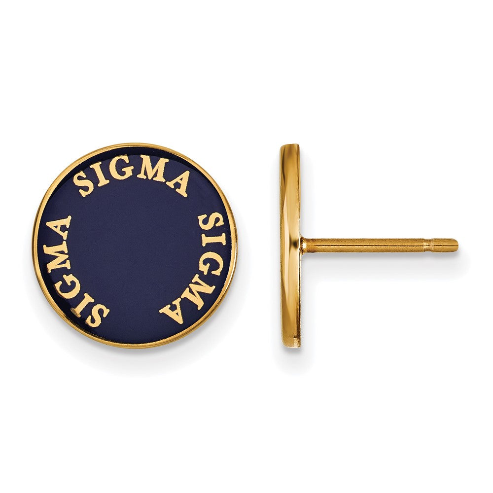 Gold Plated Sterling Silver Logoart Sigma Sorority Text Color Enamel Post Earrings