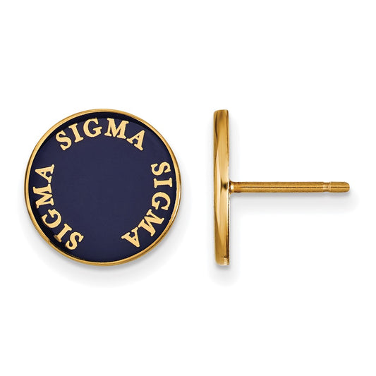 Gold Plated Sterling Silver Logoart Sigma Sorority Text Color Enamel Post Earrings