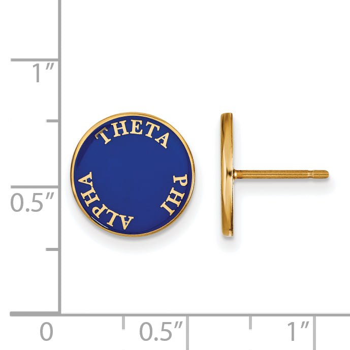 Gold Plated Sterling Silver Logoart Theta Phi Alpha Sorority Text Color Enamel Post Earrings