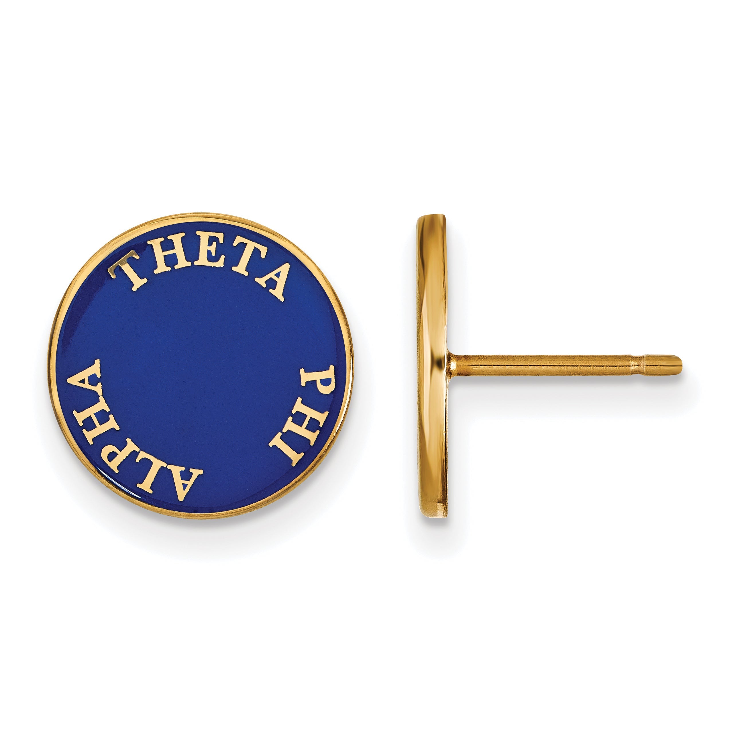 Gold Plated Sterling Silver Logoart Theta Phi Alpha Sorority Text Color Enamel Post Earrings
