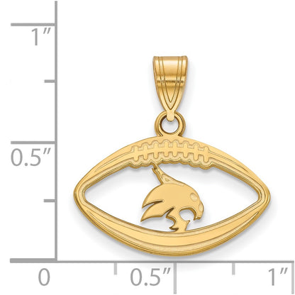 Gold Plated Sterling Silver Logoart Texas State University Bobcat Football Pendant