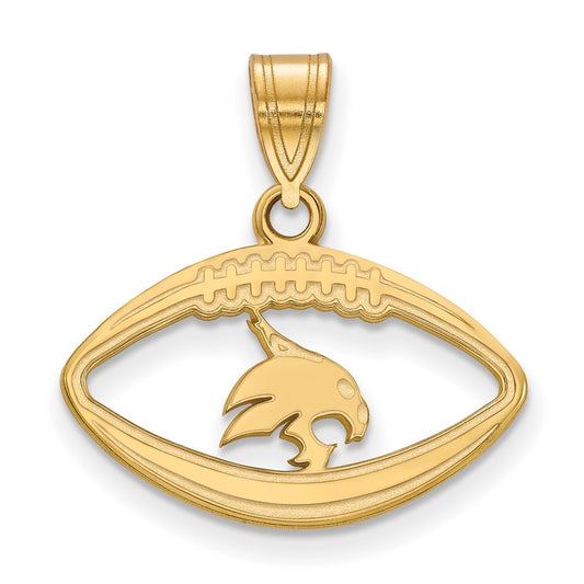 Gold Plated Sterling Silver Logoart Texas State University Bobcat Football Pendant