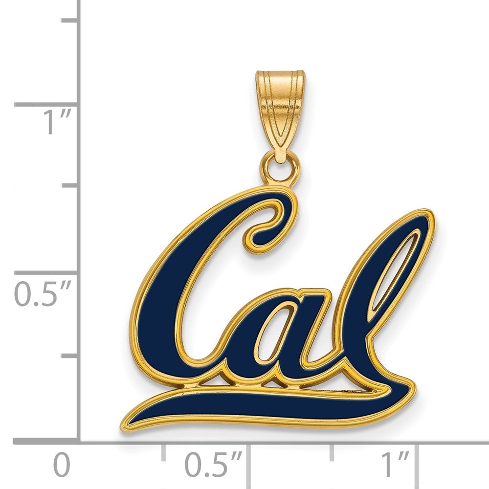 Gold Plated Sterling Silver Logoart University Of California Berkeley Large Enameled Pendant