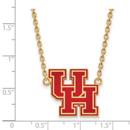 Gold Plated Sterling Silver Logoart University Of Houston U H Large Enameled Pendant 18 Inch Necklace