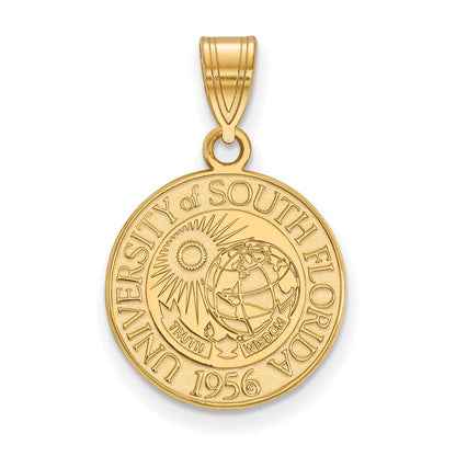 Gold Plated Sterling Silver Logoart University Of South Florida Medium Crest Pendant