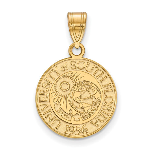 Gold Plated Sterling Silver Logoart University Of South Florida Medium Crest Pendant
