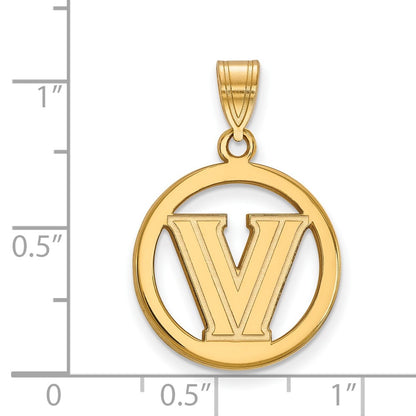 Gold Plated Sterling Silver Logoart Villanova University Letter V Small Circle Pendant