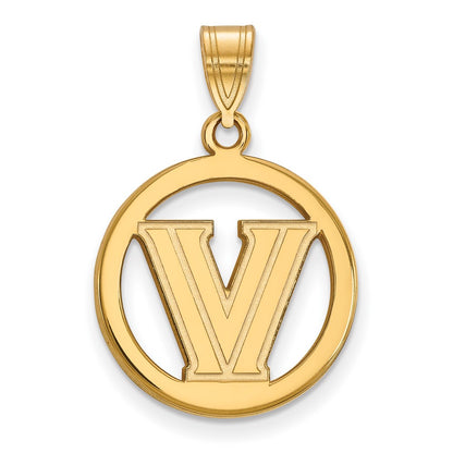 Gold Plated Sterling Silver Logoart Villanova University Letter V Small Circle Pendant