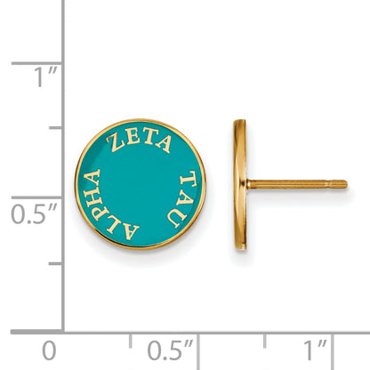 Gold Plated Sterling Silver Logoart Zeta Tau Alpha Sorority Text Color Enamel Post Earrings