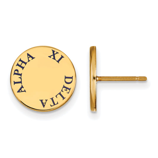 Gold Plated Sterling Silver Logoart Alpha Xi Delta Sorority Text Color Enamel Post Earrings