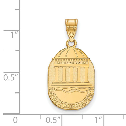Gold Plated Sterling Silver Logoart Coastal Carolina University Large Crest Pendant