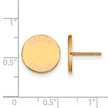 Gold Plated Sterling Silver Logoart Delta Gamma Sorority Text Color Enamel Post Earrings
