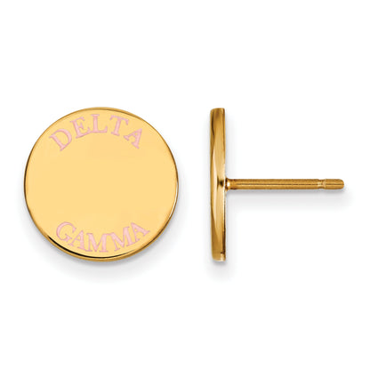 Gold Plated Sterling Silver Logoart Delta Gamma Sorority Text Color Enamel Post Earrings