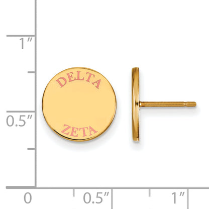 Gold Plated Sterling Silver Logoart Delta Zeta Sorority Text Color Enamel Post Earrings