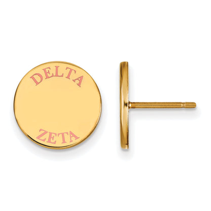 Gold Plated Sterling Silver Logoart Delta Zeta Sorority Text Color Enamel Post Earrings