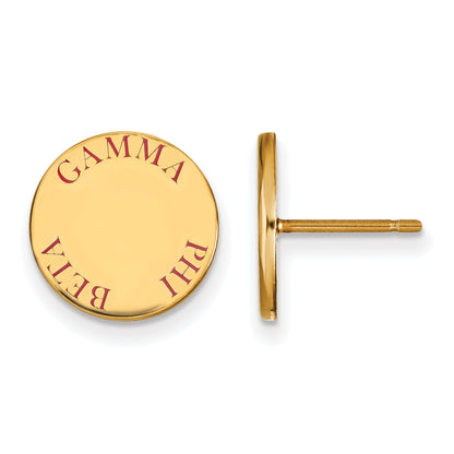 Gold Plated Sterling Silver Logoart Gamma Phi Beta Sorority Text Color Enamel Post Earrings