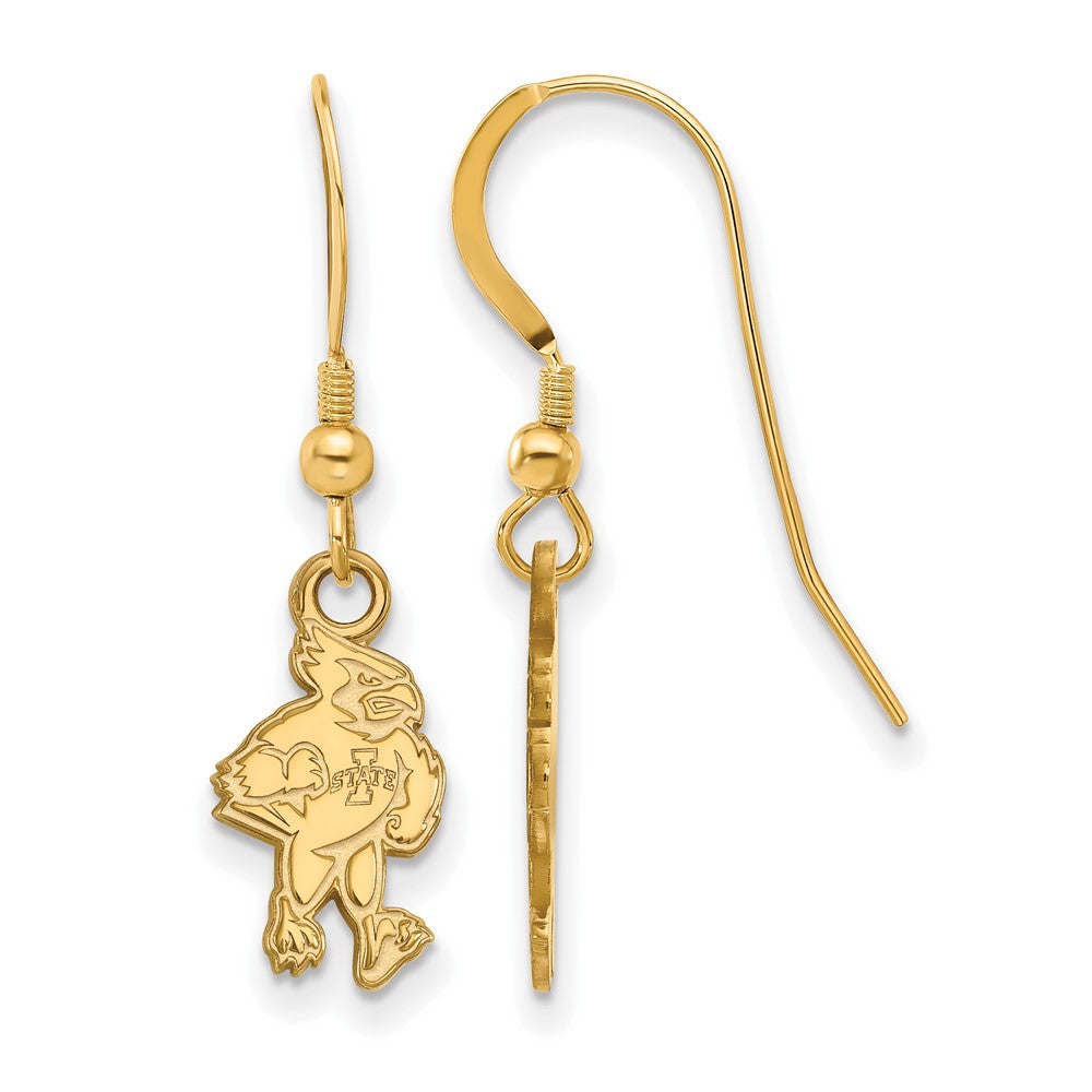 Gold Plated Sterling Silver Logoart Iowa State University Cardinal Small Dangle Wire Earrings