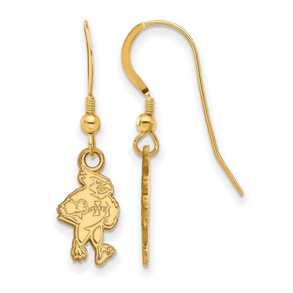 Gold Plated Sterling Silver Logoart Iowa State University Cardinal Small Dangle Wire Earrings