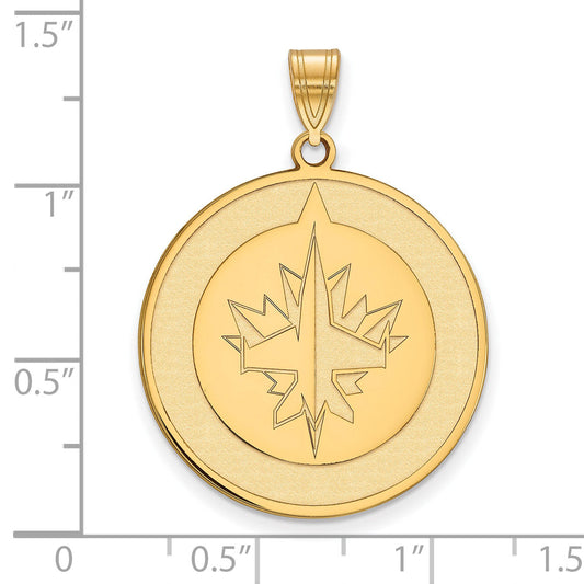 Gold Plated Sterling Silver Nhl Logoart Winnipeg Jets Extra Large Pendant