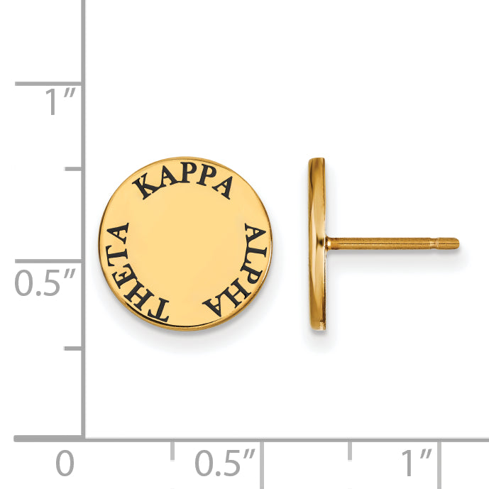Gold Plated Sterling Silver Logoart Kappa Alpha Theta Sorority Text Color Enamel Post Earrings