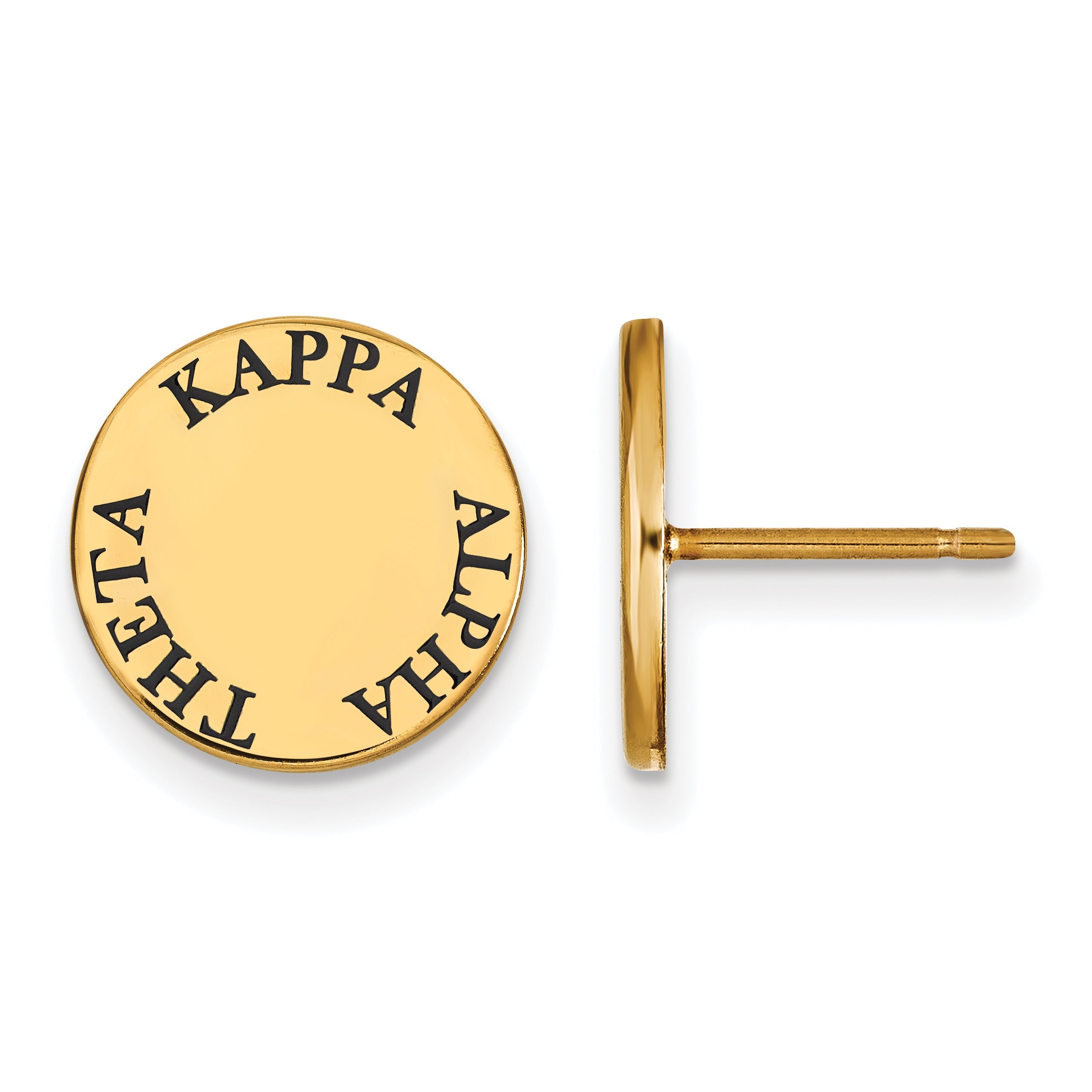 Gold Plated Sterling Silver Logoart Kappa Alpha Theta Sorority Text Color Enamel Post Earrings