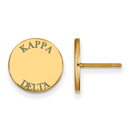 Gold Plated Sterling Silver Logoart Kappa Delta Sorority Text Color Enamel Post Earrings