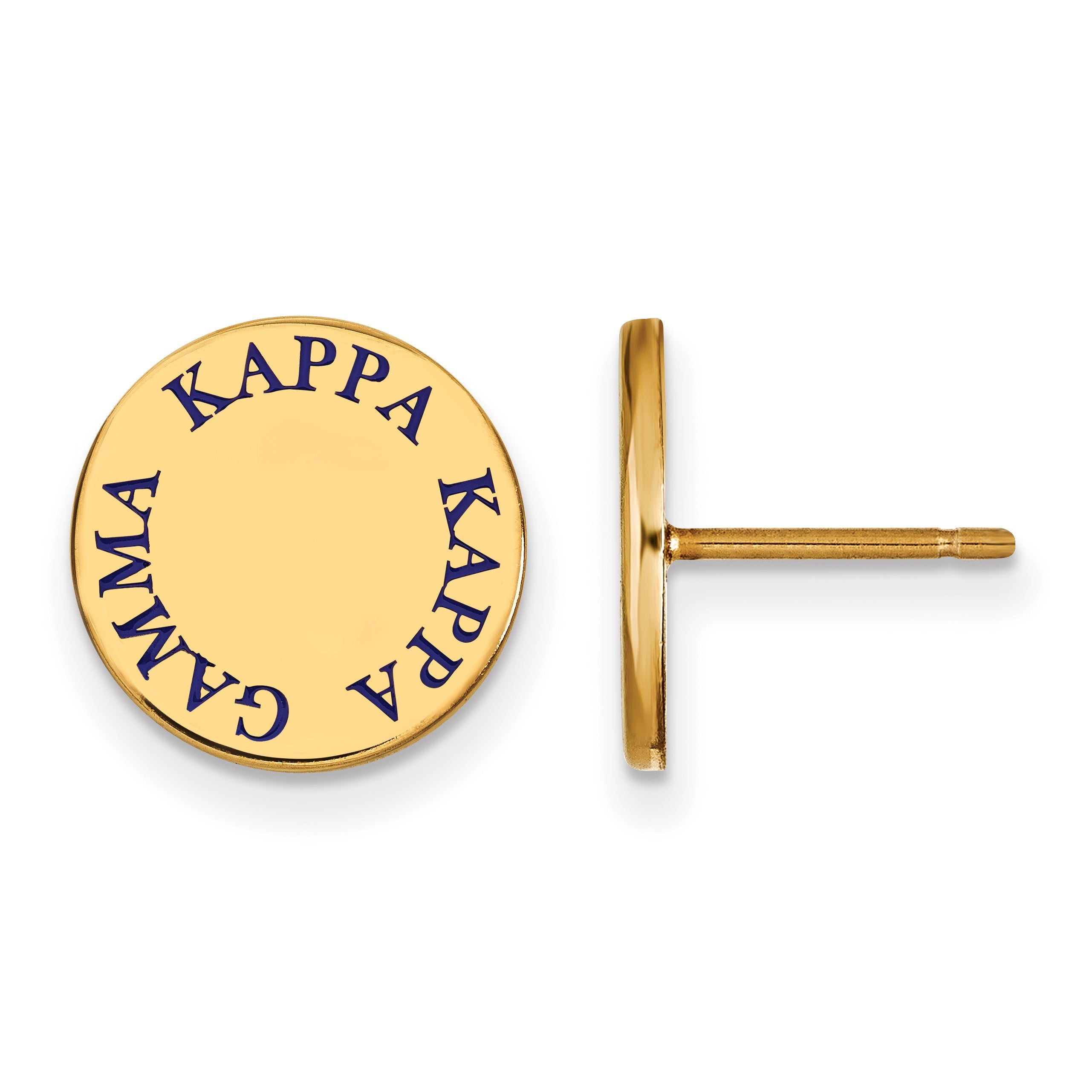 Gold Plated Sterling Silver Logoart Kappa Gamma Sorority Text Color Enamel Post Earrings