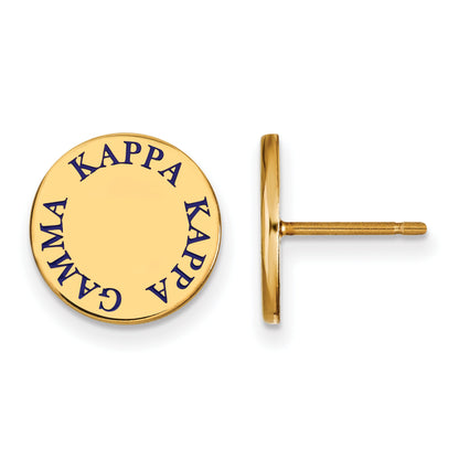 Gold Plated Sterling Silver Logoart Kappa Gamma Sorority Text Color Enamel Post Earrings