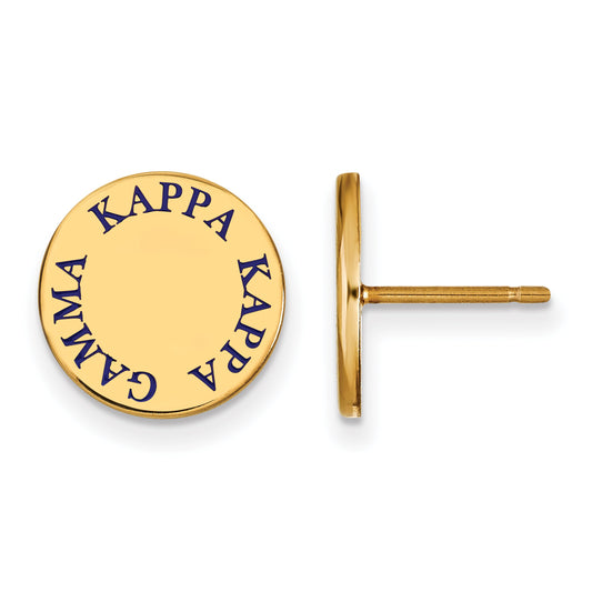 Gold Plated Sterling Silver Logoart Kappa Gamma Sorority Text Color Enamel Post Earrings