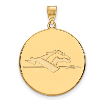 Gold Plated Sterling Silver Logoart Longwood University Horse Extra Large Disc Pendant