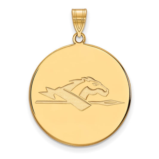 Gold Plated Sterling Silver Logoart Longwood University Horse Extra Large Disc Pendant