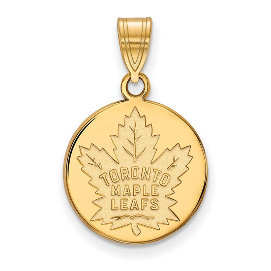 Gold Plated Sterling Silver Nhl Logoart Toronto Maple Leafs Medium Disc Pendant