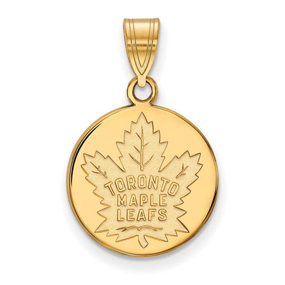 10K Yellow Gold Nhl Logoart Toronto Maple Leafs Medium Disc Pendant