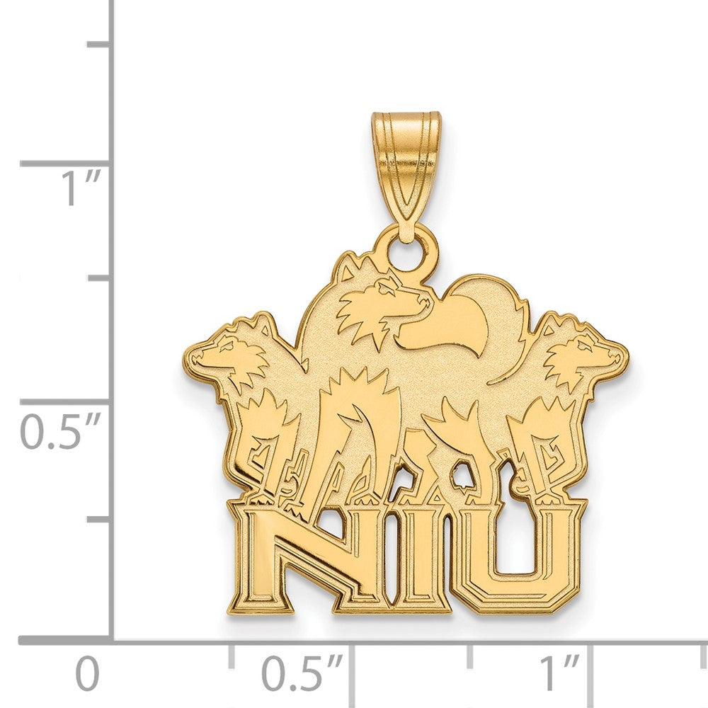 Gold Plated Sterling Silver Logoart Northern Illinois University N I U With Huskies Large Pendant