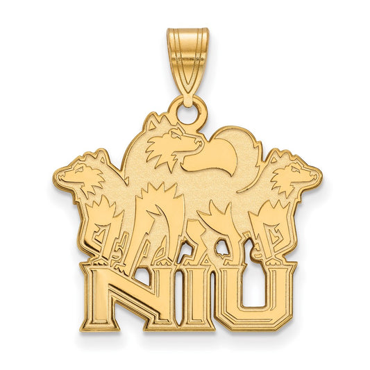 14K Yellow Gold Logoart Northern Illinois University N I U With Huskies Large Pendant