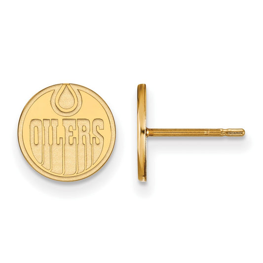Gold Plated Sterling Silver Nhl Logoart Edmonton Oilers Extra Small Post Earrings