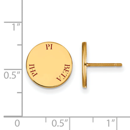 Gold Plated Sterling Silver Logoart Pi Beta Phi Sorority Text Color Enamel Post Earrings