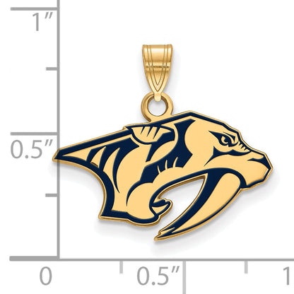 Gold Plated Sterling Silver Nhl Logoart Nashville Predators Small Enameled Pendant