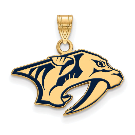 Gold Plated Sterling Silver Nhl Logoart Nashville Predators Small Enameled Pendant