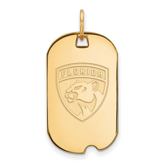 Gold Plated Sterling Silver Nhl Logoart Florida Panthers Small Dog Tag Pendant