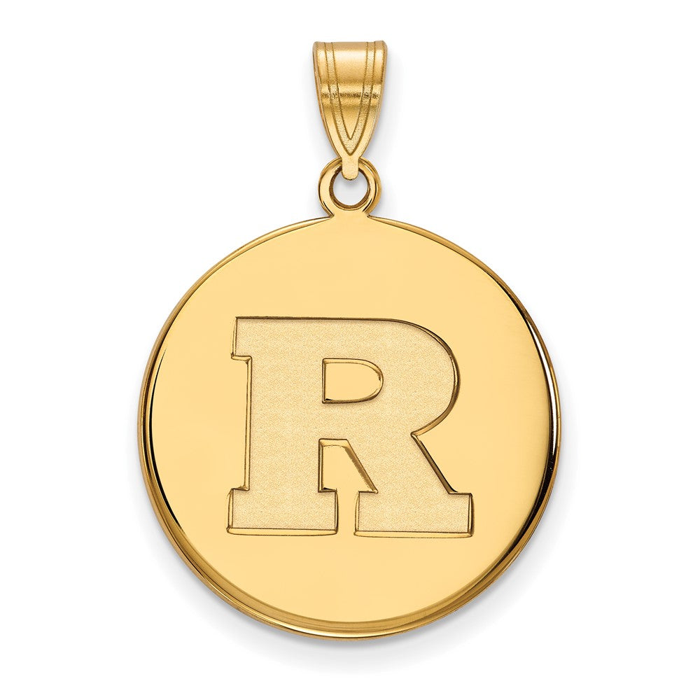 10K Yellow Gold Logoart Rutgers University Letter R Large Disc Pendant