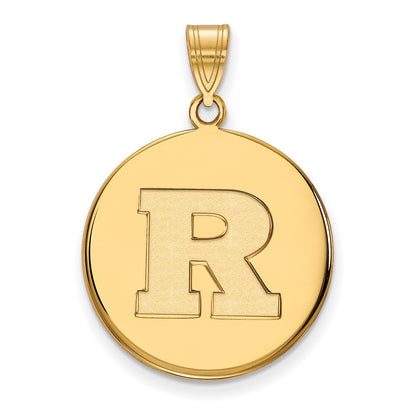 10K Yellow Gold Logoart Rutgers University Letter R Large Disc Pendant